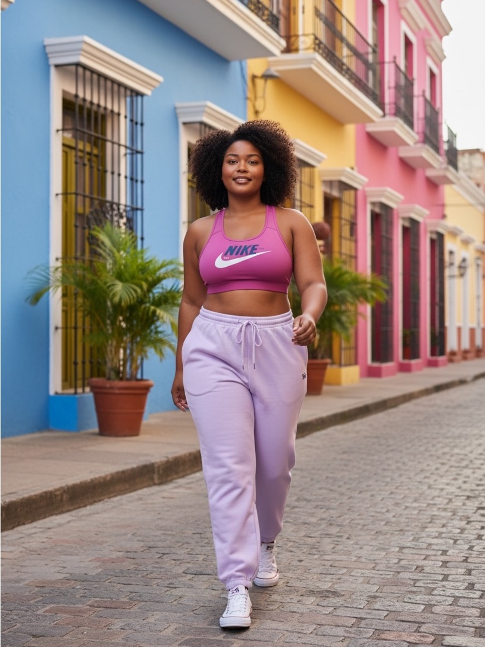Nike Pink Two-Piece Sports Bra and Pants Set The bra is size 2x